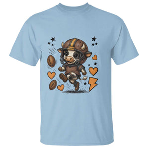 Football Lover T Shirt Cute Dairy Cow Playing Football TS12 Light Blue Print Your Wear