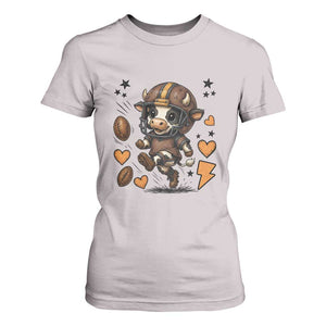 Football Lover T Shirt For Women Cute Dairy Cow Playing Football TS12 Ice Gray Print Your Wear