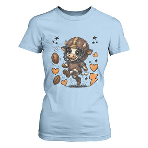 Football Lover T Shirt For Women Cute Dairy Cow Playing Football TS12 Light Blue Print Your Wear