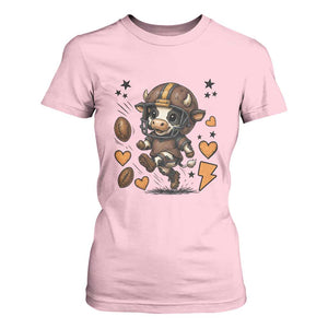 Football Lover T Shirt For Women Cute Dairy Cow Playing Football TS12 Light Pink Print Your Wear