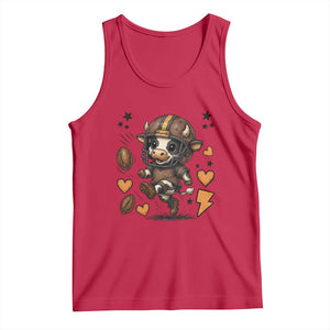 Football Lover Tank Top Cute Dairy Cow Playing Football TS12 Red Print Your Wear