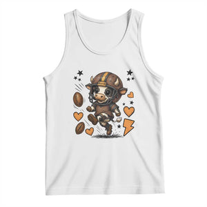 Football Lover Tank Top Cute Dairy Cow Playing Football TS12 White Print Your Wear