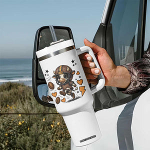 Football Lover Tumbler With Handle Cute Dairy Cow Playing Football TS12 Print Your Wear