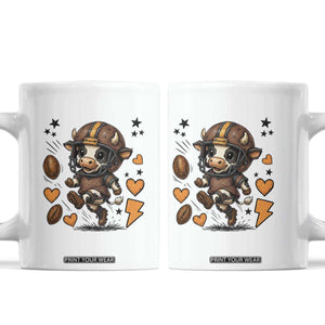Football Lover Coffee Mug Cute Dairy Cow Playing Football TS12 White Print Your Wear