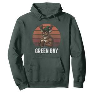 Deer Green Bay Football Hoodie Retro Vintage Style TS12 Dark Forest Green Print Your Wear