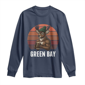 Deer Green Bay Football Long Sleeve Shirt Retro Vintage Style TS12 Navy Print Your Wear