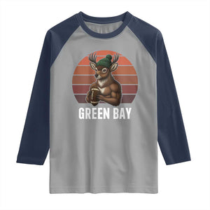 Deer Green Bay Football Raglan Shirt Retro Vintage Style TS12 Sport Gray Navy Print Your Wear