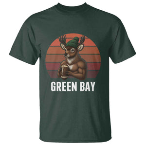 Deer Green Bay Football T Shirt Retro Vintage Style TS12 Dark Forest Green Print Your Wear