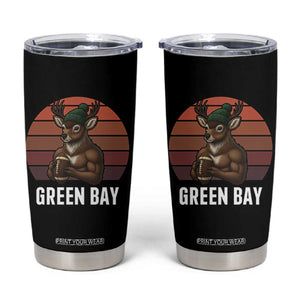 Deer Green Bay Football Tumbler Cup Retro Vintage Style TS12 Black Print Your Wear