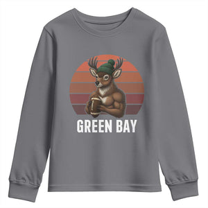 Deer Green Bay Football Youth Sweatshirt Retro Vintage Style TS12 Charcoal Print Your Wear