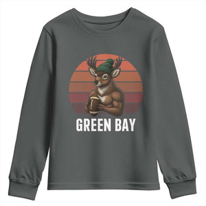 Deer Green Bay Football Youth Sweatshirt Retro Vintage Style TS12 Dark Heather Print Your Wear