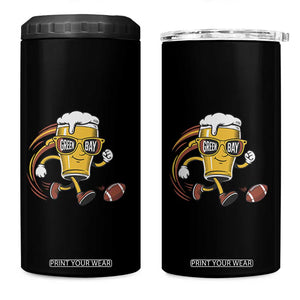 Funny Beer Mug Playing Football 4 in 1 Can Cooler Tumbler Team Supporter Green Bay Gift TS12 One Size: 16 oz Black Print Your Wear
