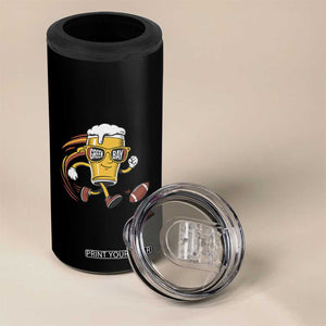 Funny Beer Mug Playing Football 4 in 1 Can Cooler Tumbler Team Supporter Green Bay Gift TS12 Print Your Wear