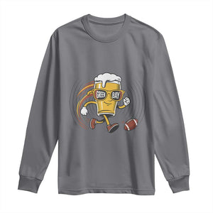 Funny Beer Mug Playing Football Long Sleeve Shirt Team Supporter Green Bay Gift TS12 Charcoal Print Your Wear