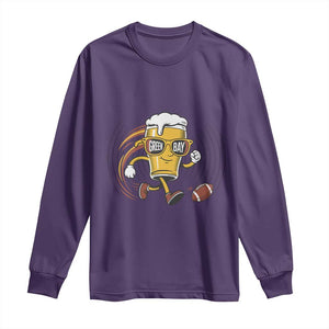 Funny Beer Mug Playing Football Long Sleeve Shirt Team Supporter Green Bay Gift TS12 Purple Print Your Wear
