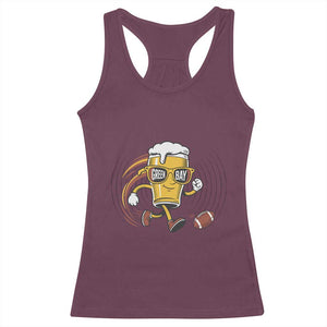 Funny Beer Mug Playing Football Racerback Tank Top Team Supporter Green Bay Gift - Print Your Wear