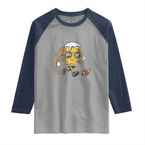 Funny Beer Mug Playing Football Raglan Shirt Team Supporter Green Bay Gift TS12 Sport Gray Navy Print Your Wear