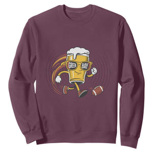 Funny Beer Mug Playing Football Sweatshirt Team Supporter Green Bay Gift TS12 Maroon Print Your Wear