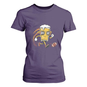 Funny Beer Mug Playing Football T Shirt For Women Team Supporter GFF Gift TS12 Purple Print Your Wear