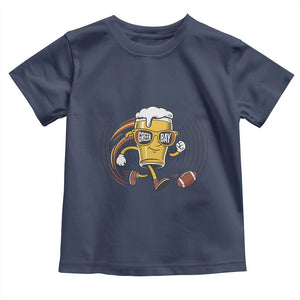 Funny Beer Mug Playing Football Toddler T Shirt Team Supporter Green Bay Gift TS12 Navy Print Your Wear
