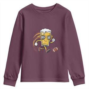 Funny Beer Mug Playing Football Youth Sweatshirt Team Supporter GFF Gift TS12 Maroon Print Your Wear