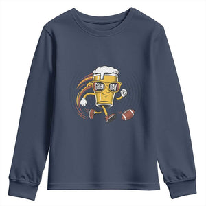 Funny Beer Mug Playing Football Youth Sweatshirt Team Supporter Green Bay Gift TS12 Navy Print Your Wear