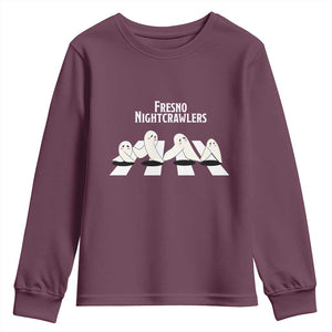 Fresno Nightcrawler Youth Sweatshirt Folklore Gothic Horror Cryptid Gift TS12 Maroon Print Your Wear