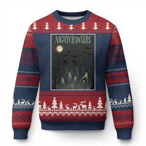 Fresno Nightcrawlers Ugly Christmas Sweater Gothic Cryptid Horror Fan Gift TS12 Navy Red Print Your Wear