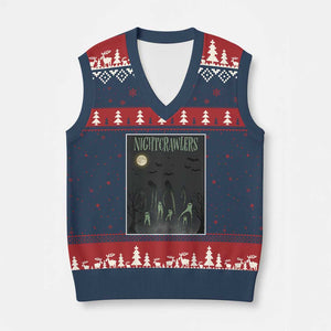 Fresno Nightcrawlers V-Neck Knit Sweater Vest Gothic Cryptid Horror Fan Gift TS12 Navy Red Print Your Wear