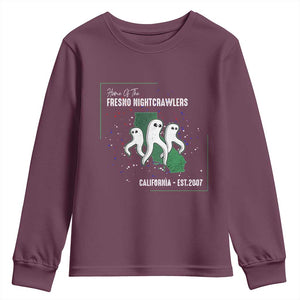 Fresno Nightcrawlers Youth Sweatshirt Home Of California Cryptid Gift TS12 Maroon Print Your Wear