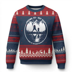 Home Of The Fresno Nightcrawlers Ugly Christmas Sweater California Cryptid Hunter TS12 Navy Red Print Your Wear