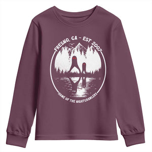 Home Of The Fresno Nightcrawlers Youth Sweatshirt California Cryptid Hunter TS12 Maroon Print Your Wear