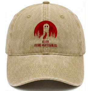 Believe In Fresno Nightcrawlers Washed Cotton Baseball Cap California Cryptid Hunter Gift TS12 Print Your Wear