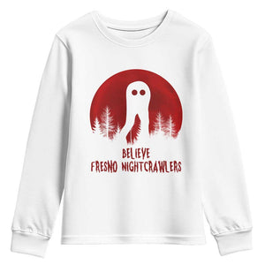 Believe In Fresno Nightcrawlers Youth Sweatshirt California Cryptid Hunter Gift TS12 White Print Your Wear