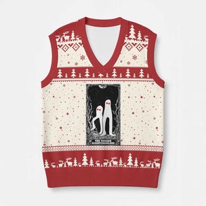 Funny Tarot Card Graphic Fresno Nightcrawlers Lover V-Neck Knit Sweater Vest Cryptid Gift TS12 Beige Red Print Your Wear