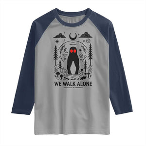We Walk Alone Fresno Nightcrawler Raglan Shirt California Cryptid Hunter TS12 Sport Gray Navy Print Your Wear