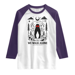 We Walk Alone Fresno Nightcrawler Raglan Shirt California Cryptid Hunter TS12 White Purple Print Your Wear
