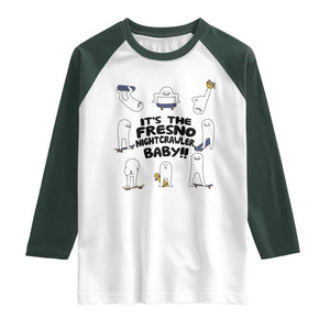 Its The Fresno Nightcrawler Baby Raglan Shirt Funny Cryptid Skate Style Gift TS12 White Dark Forest Green Print Your Wear
