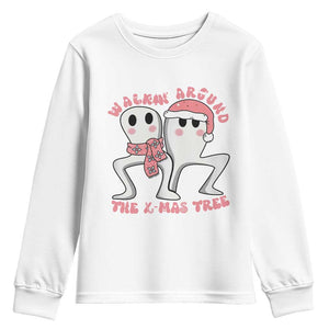 Walkin Around The Xmas Tree Youth Sweatshirt Fresno Nightcrawler Cryptid Christmas Gift TS12 White Print Your Wear