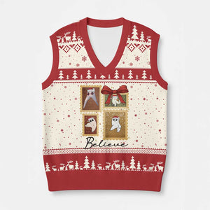 Fresno Nightcrawler Cryptid Xmas Believe Gift V-Neck Knit Sweater Vest TS12 Beige Red Print Your Wear