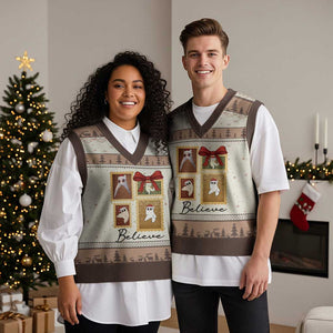 Fresno Nightcrawler Cryptid Xmas Believe Gift V-Neck Knit Sweater Vest TS12 Mocha Mousse Print Your Wear