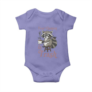 Funny Sarcastic Raccoon Coffee Lover Baby Onesie Your Opinion Is Trash Gift TS12 Violet Print Your Wear