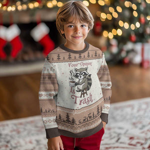 Funny Sarcastic Raccoon Coffee Lover Ugly Christmas Sweater Your Opinion Is Trash Gift TS12 Mocha Mousse Print Your Wear