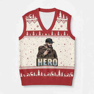 Community Hero Alex Pretti V-Neck Knit Sweater Vest Minneapolis Support Gift TS12 Beige Red Print Your Wear