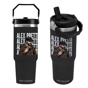 Alex Pretti Flip Straw Tumbler Minneapolis Hero Nurse Community Support Gift TS12 One Size: 30 oz Black Print Your Wear