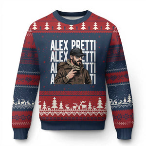 Alex Pretti Ugly Christmas Sweater Minneapolis Hero Nurse Community Support Gift TS12 Navy Red Print Your Wear