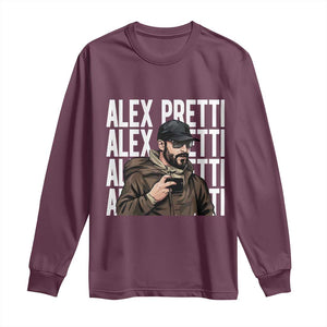 Alex Pretti Long Sleeve Shirt Minneapolis Hero Nurse Community Support Gift TS12 Maroon Print Your Wear