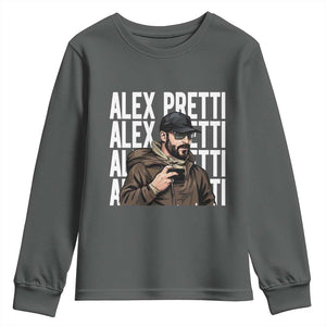 Alex Pretti Youth Sweatshirt Minneapolis Hero Nurse Community Support Gift TS12 Dark Heather Print Your Wear