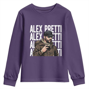 Alex Pretti Youth Sweatshirt Minneapolis Hero Nurse Community Support Gift TS12 Purple Print Your Wear