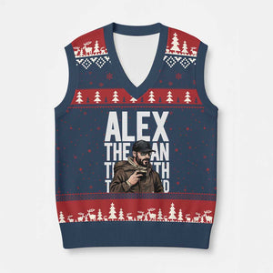 Alex Pretti V-Neck Knit Sweater Vest Alex The Man The Myth The Legend Vintage Gift TS12 Navy Red Print Your Wear